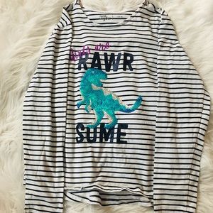 Striped dinosaur T-shirt / L / Rumi + Ryder
